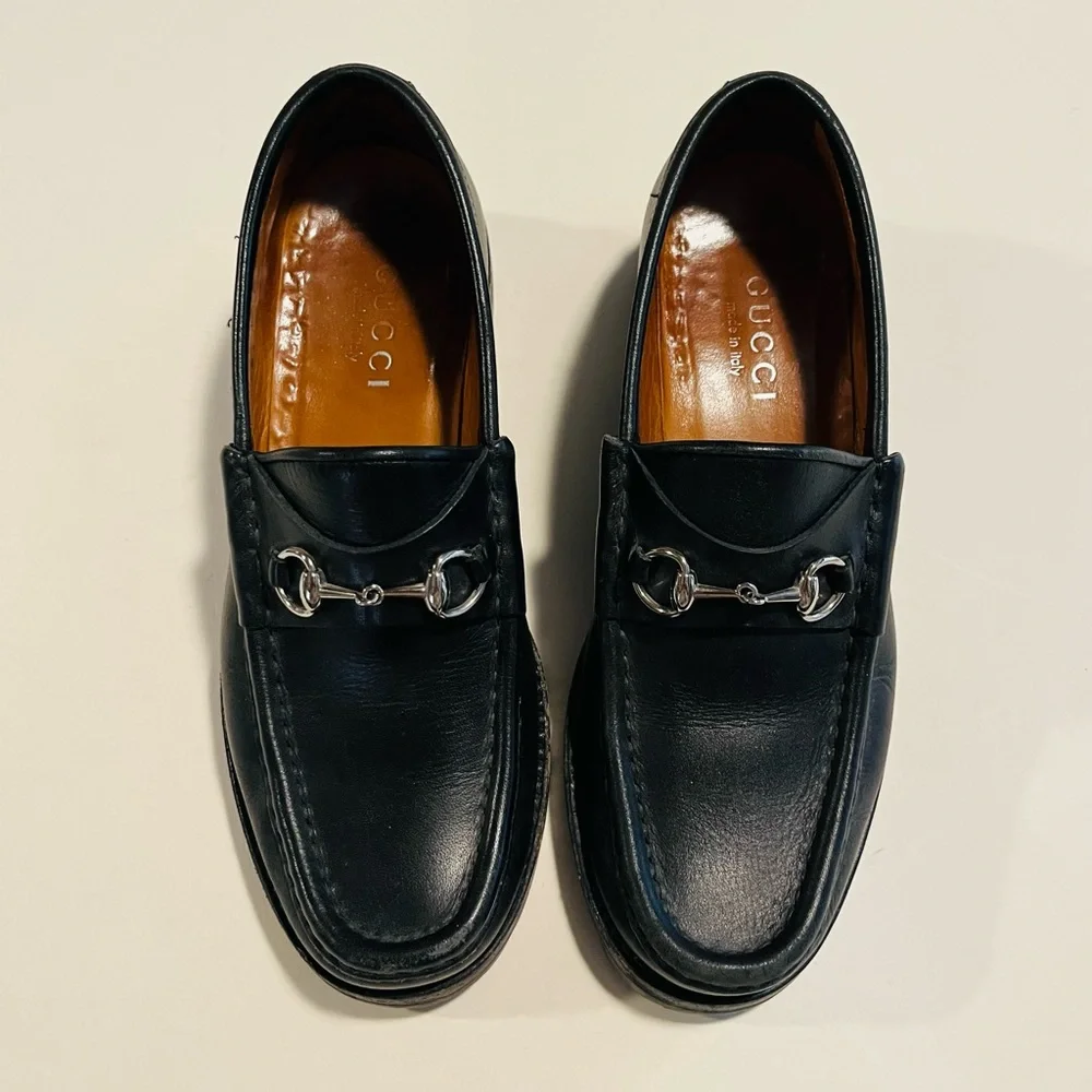 Gucci Black Leather Horsebit Classic Men’s Loafers Size 7.5 B - Picture 2 of 7